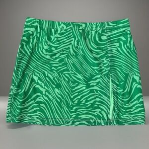 White Fox Boutique Mini Skirt Green‎ Zebra Print Slit Stretch Casual Large
